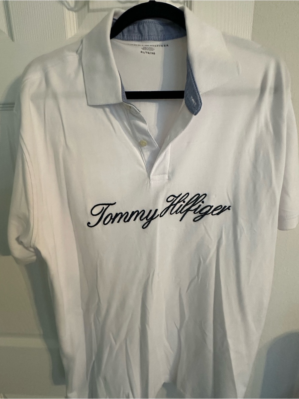 Tommy Hilfiger White Polo with Navy Script Logo